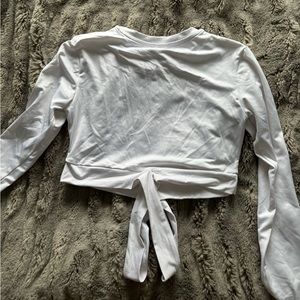 Amazon white long sleeve cropped top, size small